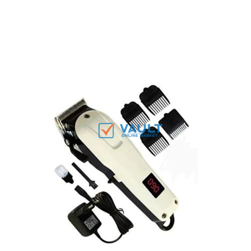 Cordless Electric Rechargeable Hair Clipper Shaving Machine - White/Black