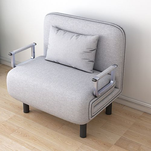 1 Seater Folding Convertible Couch Sofa Bed Chair, Full Padded Sleeper Lounger With 1 Pillow 5 Position- Grey.