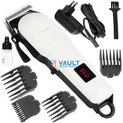 Rechargeable Cordless Shaving Machine With Battery Indicator Hair Beards Trimmer- White