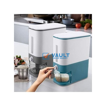 12kg Cereal Rice Bucket Storage Bin Dispenser Container & Measuring Cup, White.