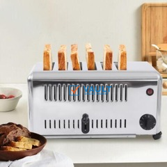 6 Slice Bread Toaster, 1680W 110V Stainless Steel Commercial 1-5 Minute Timing Pop-Up Electric Toaster