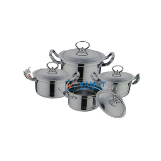 8 Piece Stainless Steel Saucepans Cookware Pots- Multi-Color.