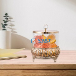 20*14CM Fityle Glass Candy Jar with Lid Sugar Bowl Holder