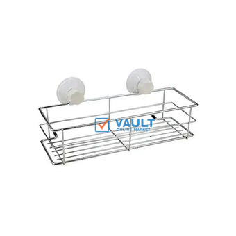 Stainless Steel Suction Kitchen/Bathroom Shelves Storage Organizer Rack, Silver.