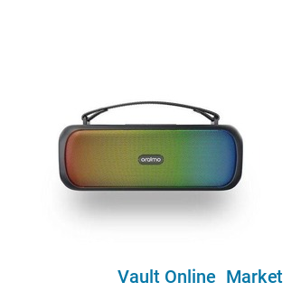 Oraimo Bluetooth® Party Boombox Powerful Sound Massive Bass Dynamic Light Effects Portable Wireless Speaker OBS-75D With Carry Strap, Multi-Compatibility Modes, FM, IPX5, Built-in Mic- Black