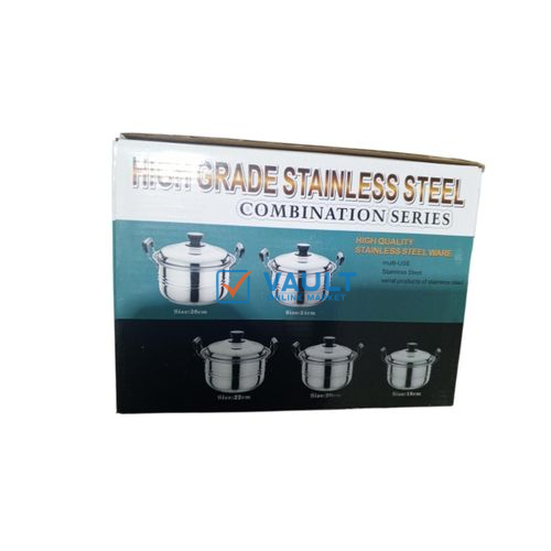 5Pcs High Grade Stainless Steel Serving Dishes-Silver