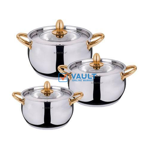 6 Pieces Heavy And Elegant Stainless Steel Cookware-Silver