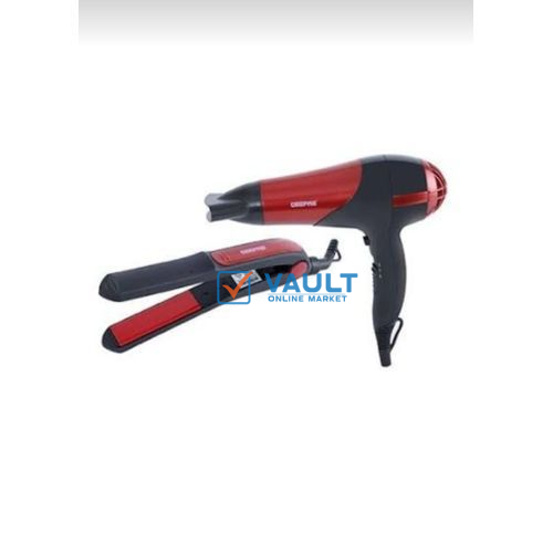 Geepas Hair Dryer And Straightener 2 In 1 Styler - Red
