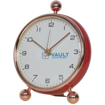 6 inch Analog Alarm Clock, Modern Silent Metal Non-Ticking Table Clock Small Battery Operated Clock for Bedroom, Bedside, Desk Ornaments - Multicolor