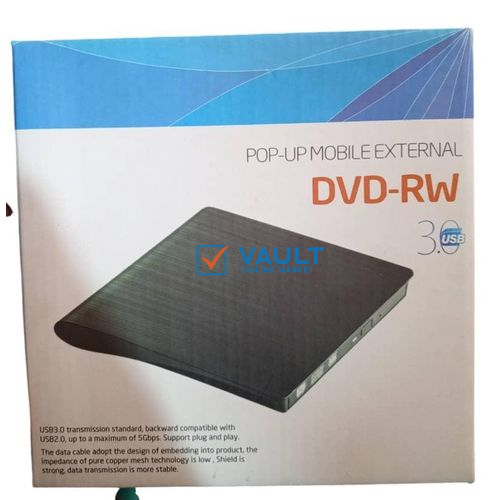 Usb 3.0 Pop-Up Mobile External Dvd-Rw Portable Drive - Black