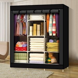 3 Column Cloth Frame Portable Wardrobe Storage - Multicolor