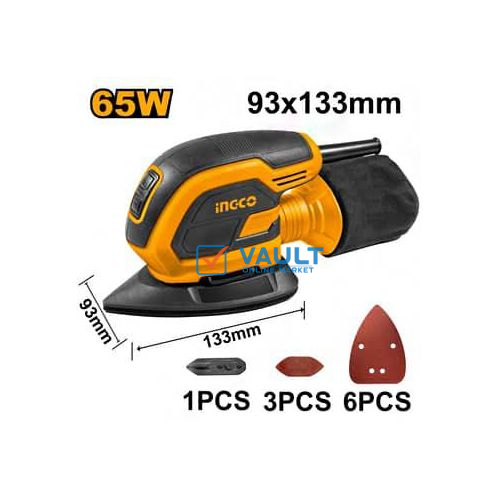 INGCO Electric Palm Sander Machine 65W MS6505 - Black/Orange