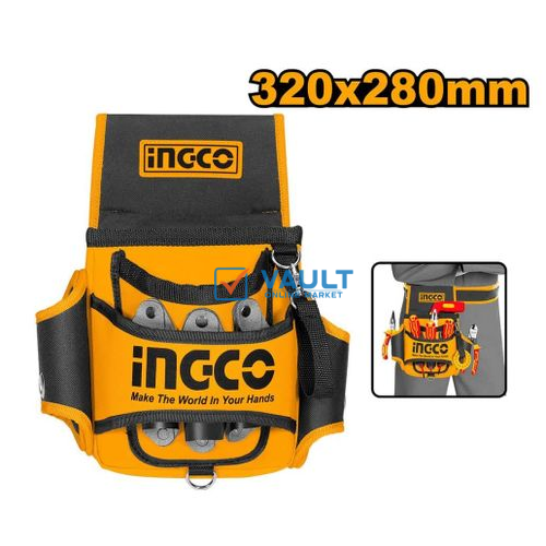 INGCO Tool Bag, 320X280Mm, Multi-Functional Waist Pocket, Hand Tool Belt, Pouch Storage