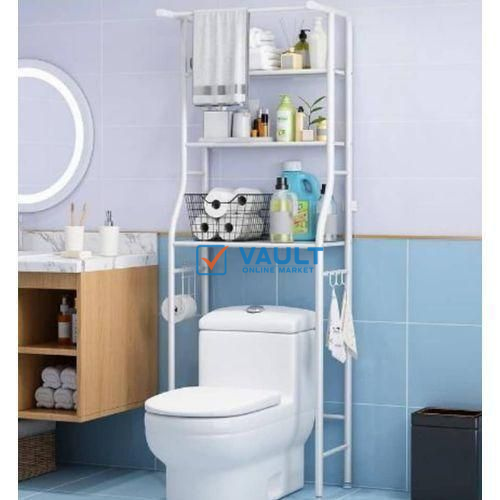 Metallic Toilet Rack with towel holder - White