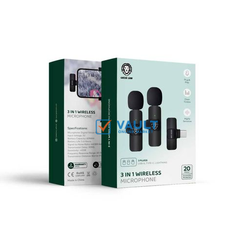 Green Lion 3 In 1 Wireless Microphone - Black
