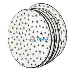 Round Star Design Dinner Plates, 6pcs - White