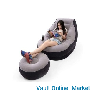 Intex Inflatable Flocking Air Chair With FootrestBlow Up Couch,Inflatable Chair,Inflatable Couch With Armrest,Foot Stool＆Cup Holder, Portable Lazy Sofa,Inflatable Lounger With Comfy Flocked Sur