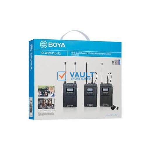 Boya WM8 Pro Dual-Channels Lavalier Wireless Microphone System, Black