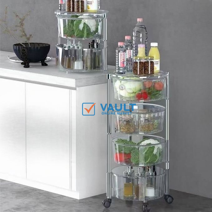 4 Tier Acrylic Bathroom Kitchen Storage Pantry Organizer Rack Trolley - Clear