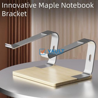 Aluminum Laptop Desktop Stand Support Computer Riser, Ergonomic Laptops Elevator for Desk Metal Bamboo Holder Compatible with 10 to 15.6 Inches Notebook Macbook Pro, iPad Air, Mac, Dell, HP, Xiaomi, c