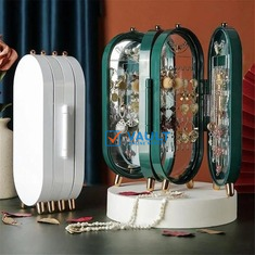 Earring Holder Stand Jewelry Storage Box for Women Foldable Acrylic Jewelry Display Stand Box Travel Rings Jewelry Case Rack With Mirror Necklace Organizer