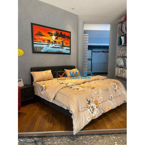 Grace Foam 5*6 Duvet Set, 1 Duvet 1 Bedsheet & 2 Pillows Cases – White Floral