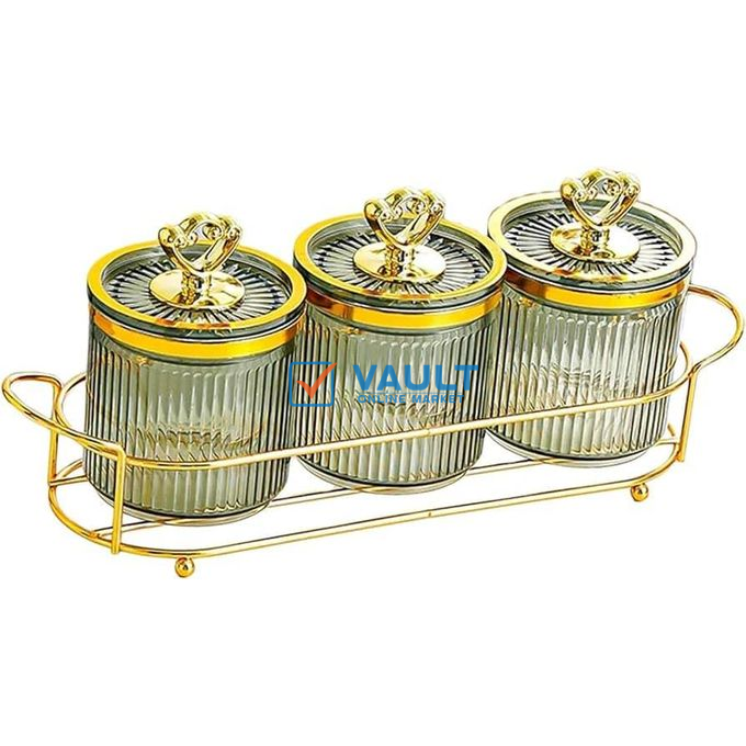 3 Piece Plastic Sugar Bowl Coffee Tea Canister Snack Storage Containers Appetizer Plates For Nuts Wedding Decor Dry Fruit Sealed Jars - Multicolor.