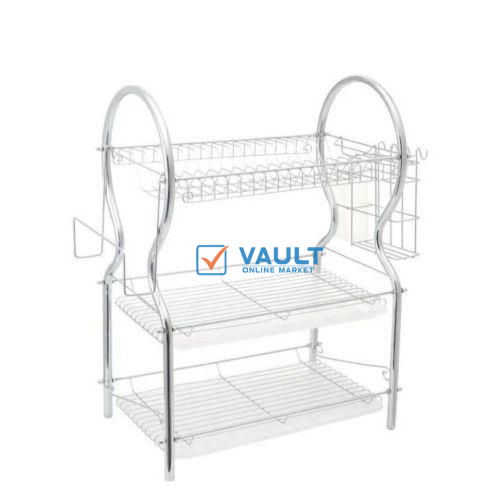 3 Tier Stainless Steel Dish Drainer Rack -Multi Design, Silver