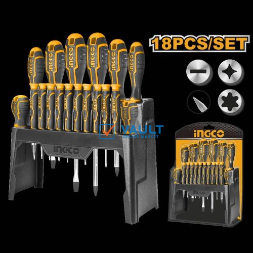 INGCO 18 Pcs Precision Screwdriver Set - Orange / Grey