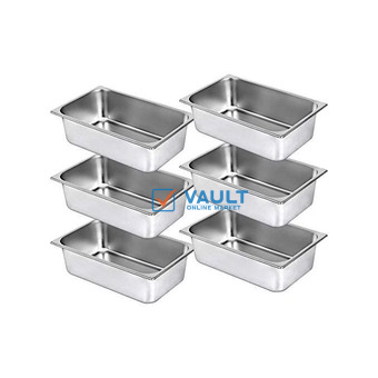 6 Pack Stainless Steel chafing Water Steam Table Buffet Food Pans- Silver