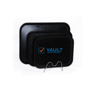 3 Piece Non Slide Rubber Serving Trays-Black