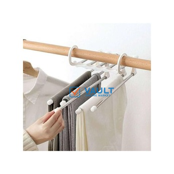 5 In1 Multi-functional Trousers/Pants Hanger Rack-White.