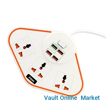 Winningstar Multifunctional Socket Panel 3 Plug in Board with Extension Cable Power Strip With 4 usb Ports Surge Protector
