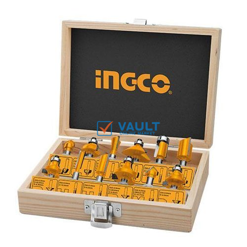 INGCO 12 Pcs Router Bits Set(8mm) - Yellow