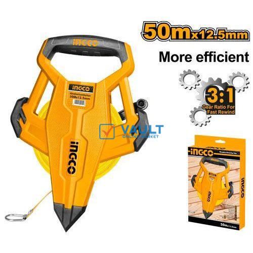 INGCO Fibreglass Measuring Tape 50mx12.5mm - Orange