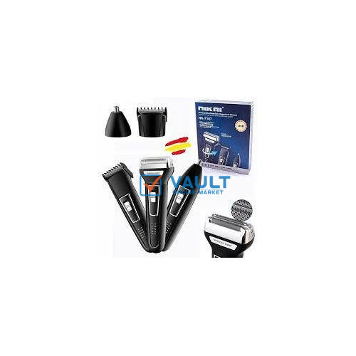 Nikai Professional Shaver, 3 In 1 Beard, Nose And Ear Waterproof Trimmer Grooming Kit 30 Min Runtime 3 Length Settings - Black