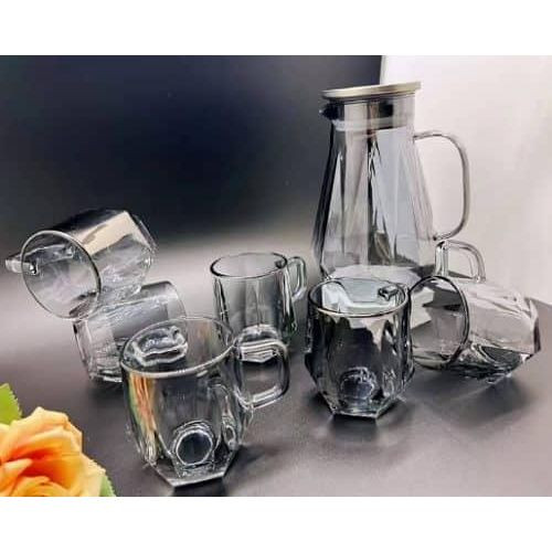 Borosilicate Glass Hot And Cold Water Pitcher With 6 Ice Tea And Juice Beverage Water Cup Glass Mugs