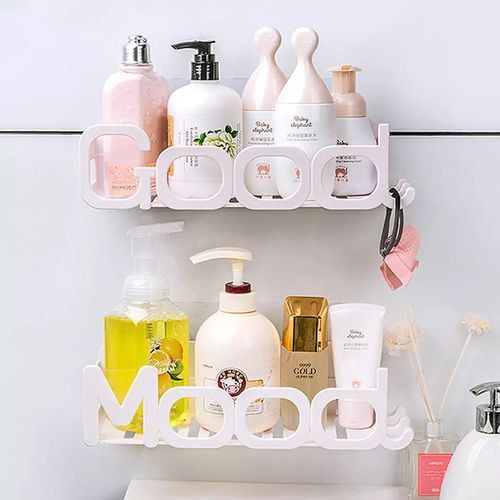 2 Piece Letter Wall Mounted Lotion Soap Bathroom Shelf Rack Holder Organizer Storage-Multicolor.