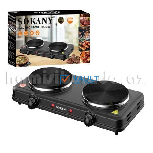 Electric Stove Double Burner Solid Hotplate -Black