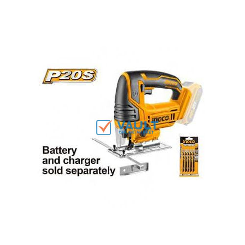 INGCO P20S 20V Lithium-Ion Cordless Jig Saw 20V with 5 Pcs Blade CJSLI8501