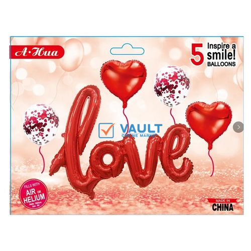 Love Balloons Set, Red Heart Balloons, for Valentines