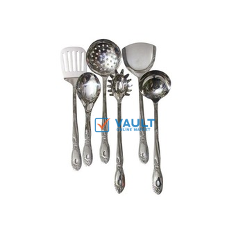 7 Piece Kitchen Tool Cooking Utensils/Serving Spoons-Silver
