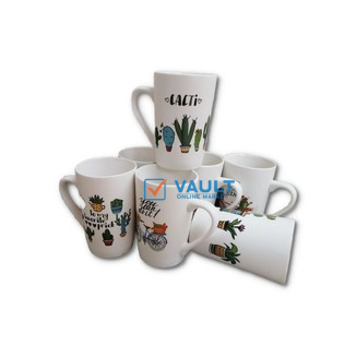 6 Pieces Of Mult-Printed Coffee Tea Cups Mugs- White