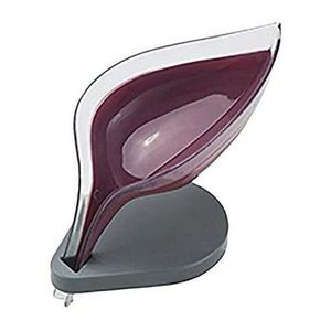 Leaf Shape Soap Dish Box-Self Draining Soap Holder, Purple.