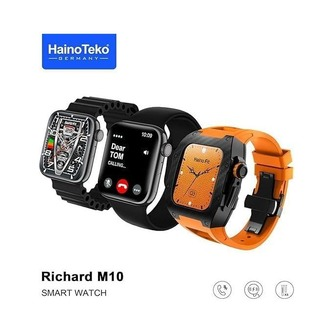 Haino teko Germany 1 Piece Of Richard M10 smart watch with wireless charger 2 pair strap and inbuilt protection case strap for men's and boys -Multicolor