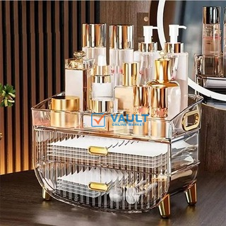 House of Quirk Luxury Multi-function Cosmetic Storage Box Large-Capacity Dust-Proof Transparent Desktop Dressing Table Skin Care Lipstick Rack