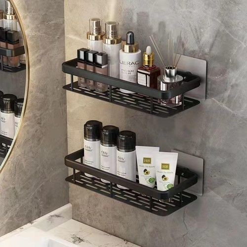 2 Pack Adhesive Shower Caddy, Rustproof Shower Rack,No Drilling Shower Organizer,Space Aluminum Storage Rack,Large Capacity Shower Shelf for Bathroom, Dorm and Kitchen- Multicolor