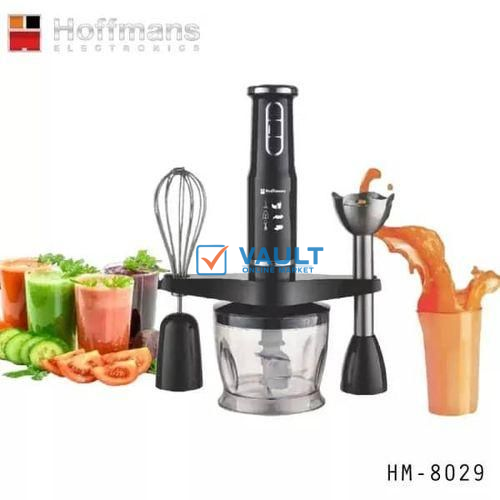 Hoffmans 5 In 1 Stainless Small Immersion Electric Handheld Stick Blender and Mixer set With With Egg Whisk Attachment Mixing Beaker And BPA-FreeFood Chopper Bowl- Multicolor