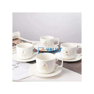Restaurants And Office 6 Piece Tea Coffee Cups And 6 Saucers -White.