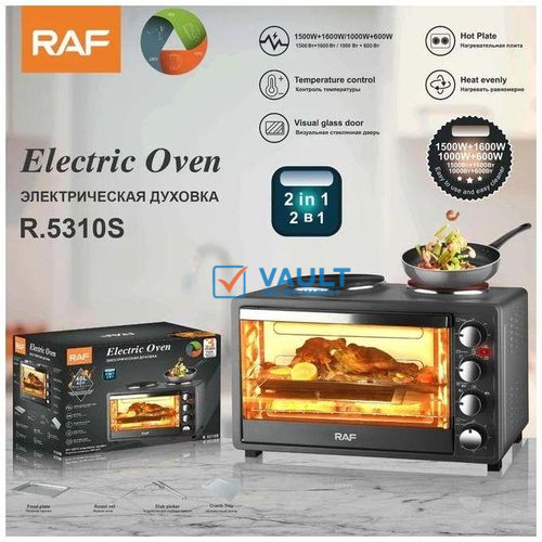 RAF 40L Electric Oven with 2 Hotplates -Black